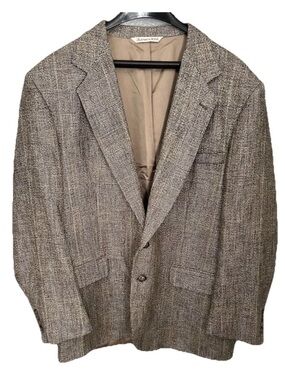 Vintage Tweed Stafford Textured Tan-Brown Sport Coat Blazer